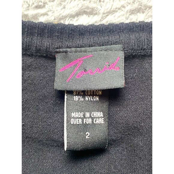 Torrid‎ Sweater Womens 2 2X Sequins V-Neck Jumper Stretch Pullover Ladies - Picture 3 of 7